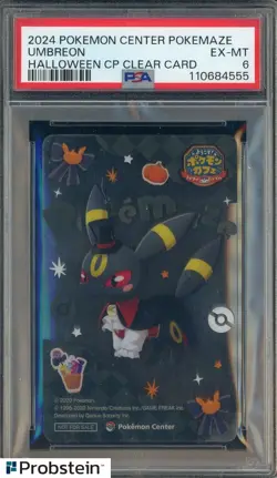 2024 Pokemon Center Pokemaze Halloween CP Clear Card Umbreon PSA 6 EX-MT - Image 1