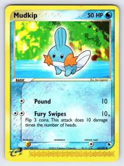 Mudkip 60/109 2003 EX Ruby & Sapphire Pokemon Card TCG e-Series Nintendo - Mp - Image 1