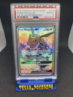 Pokemon TCG Rayquaza GX Holo Ultra Rare Card Celestial Storm 109/168 PSA 10 - Image 1