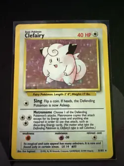Pokemon Base Set Clefairy Holo Rare Card 5/102 Unlimited LP/MP Condition - Image 1