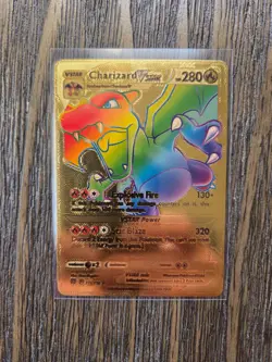 Pokemon Charizard VSTAR (Rainbow) GOLD Foil Fan Art Collector Card - 280 HP - Image 1