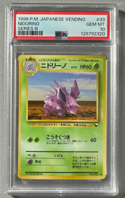 1998 Pokemon Japanese Vending Series III 3 #33 Nidorino PSA 10 Graded Card - Image 1