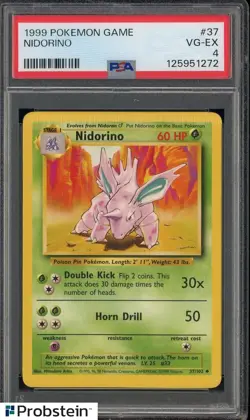 1999 Pokemon Game #37 Nidorino PSA 4 VG-EX Crimp Error - Image 1