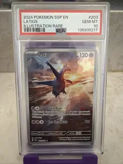 Pokemon Latios 203/191 Surging Sparks PSA 10 and Near Mint Sewaddle IR 87/86 - Image 2