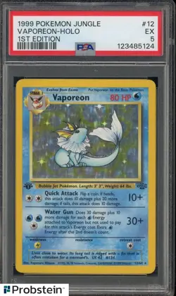 1999 Pokemon Jungle #12 Vaporeon 1st Edition PSA 5 EX - Image 1