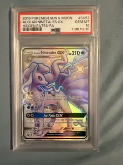 Pokemon Alolan Ninetales GX TCG Full Art SV53/SV94 PSA 10 Gem Mint - Image 1