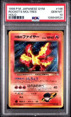 Pokemon 1998 Japanese Gym Leaders Rocket's Moltres Holo PSA 10 Gem Mint - Image 1