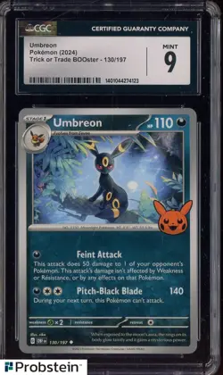 2024 Pokemon Trick or Trade BOOster #130/197 Umbreon CGC 9 MINT - Image 1