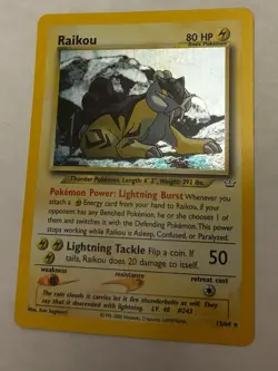 🔥 Pokemon TCG Raikou 13/64 Holo - Neo Revelation - Vintage Lightning Rare! - Image 3
