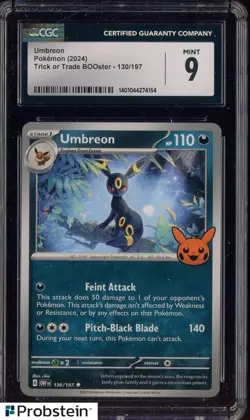 2024 Pokemon Trick or Trade BOOster #130/197 Umbreon CGC 9 MINT - Image 1
