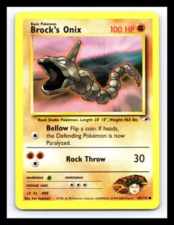 💥 Brock's Onix 2000 Gym Heroes 69/132 WOTC Vintage Pokemon Non Holo - Image 1