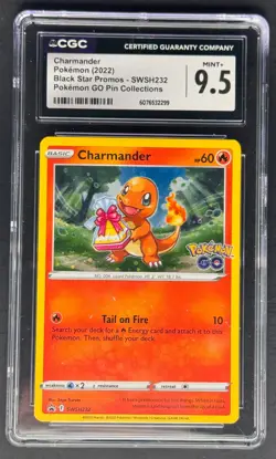 CGC 9.5 Mint 2022 Pokemon Charmander Black Stars Promos #SWSH232 Pokemon GO - Image 1