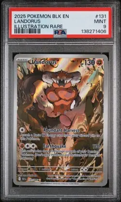 2025 POKEMON BLK EN-BLACK BOLT #131 LANDORUS ILLUSTRATION RARE PSA 9 - Image 1