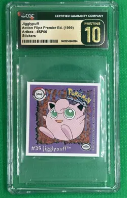 1999 POKEMON JIGGLYPUFF #39 SP06 ACTION FLIPZ STICKER CGC PRISTINE 10 - Vintage - Image 1