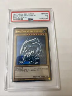 Yugioh PSA 7 NM-MT Blue-Eyes White Dragon DUSA-EN043 Ultra Rare 1st Ed - Image 1