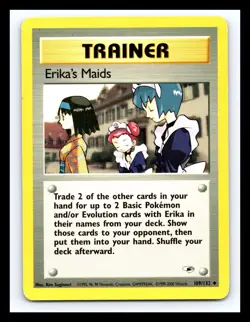💥 Erika's Maids 109/132 Gym Heroes Non Holo - 2000 WOTC Vintage Trainer Card - Image 1