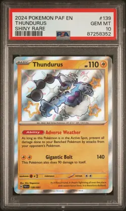 PSA 10 Thundurus 139/091 Shiny Paldean Fates PAF EN Pokemon Card GEM MINT - Image 1
