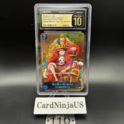 CGC PRISTINE 10 Monkey D Luffy P-043 One Piece Promotion Card Foil 2023 Weekly - Image 1