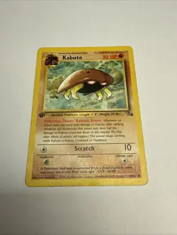 1999 WOTC Pokemon Fossil 1st Edition Card 50/62 Kabuto English MP - Image 1