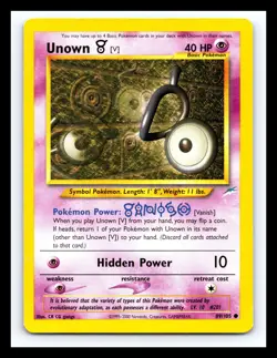 💥 Pokemon TCG Card Neo Destiny Unown 89/105 Regular WOTC Non Holo - Image 1
