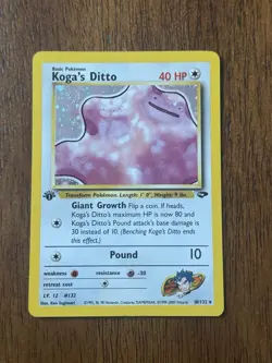 Pokemon TCG First Edition Koga’s Ditto Holo Gym Challenge Rare Card 10/132 - Image 1