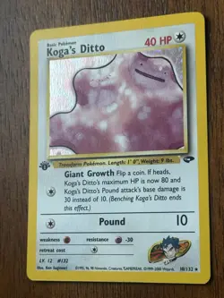 Pokemon TCG First Edition Koga’s Ditto Holo Gym Challenge Rare Card 10/132 - Image 2