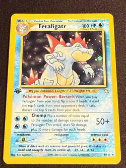 2000 POKEMON NEO GENESIS 1ST EDITION #4 FERALIGATR-HOLO LP+ SWIRL - Image 1