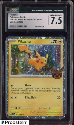 2024 Pokemon Trick or Trade BOOster #018/091 Pikachu Cosmos Holo CGC 7.5 - Image 1