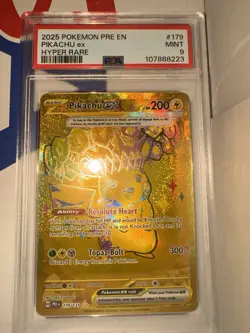 2025 POKEMON PRISMATIC EVOLUTIONS HYPER RARE #179 PIKACHU EX PSA 9 - Image 2