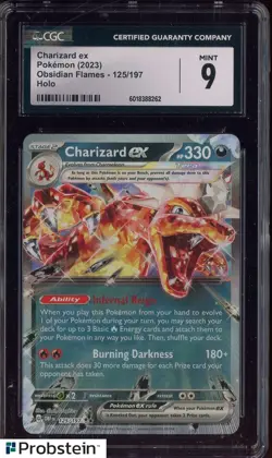 2023 Pokemon Obsidian Flames #125/197 Charizard Ex Holo CGC 9 MINT - Image 1