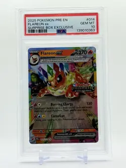 2025 Pokemon FLAREON EX #014/131 PRE Stamped Promo Surprise Box - PSA 10 💎 - Image 1