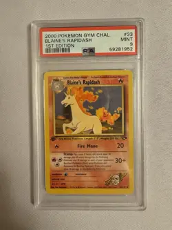 2000 Pokemon - 1st Edition Blaine’s Rapidash Gym Challenge 33/132 - PSA 9 Mint! - Image 1