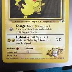 Pokemon Lt. Surge’s Pikachu Gym Heroes 81/132- NM - Image 3