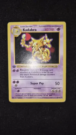 1999 Pokemon TCG - Kadabra - 32/102 - 1st Edition Shadowless - Base Set - LP MP - Image 1