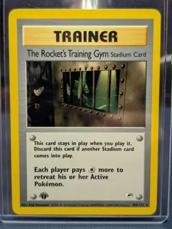 The Rocket's Training Gym 104/132 Gym Heroes 1st Edition Rare Vintage Pokemon - Image 1
