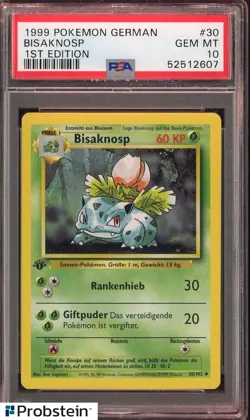 1999 Pokemon TCG German 1st Edition #30 Bisaknosp PSA 10 GEM MINT - Image 1
