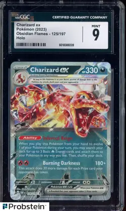 2023 Pokemon Obsidian Flames #125/197 Charizard Ex Holo CGC 9 MINT - Image 1