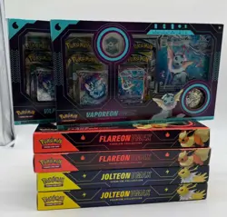 Pokemon TCG Jolteon Flareon Vaporeon VMAX Premium Collection Boxes (2 SETS) - Image 1