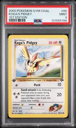 2000 Pokemon Gym Challenge Koga's Pidgey 1st EDITION PSA 9 MINT - Image 1