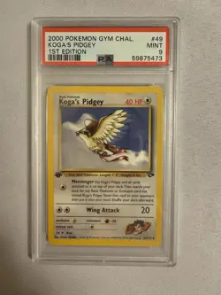 2000 Pokemon - 1st Edition Koga’s Pidgey - Gym Challenge 49/132 PSA 9 Mint! WOTC - Image 1