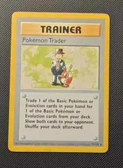 Pokemon TCG Trainer Pokemon Trader Base Set 77/102 Unlimited Rare - Image 1