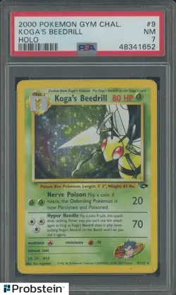 2000 Pokemon Gym Challenge #9 Koga's Beedrill Holo PSA 7 NM - Image 1