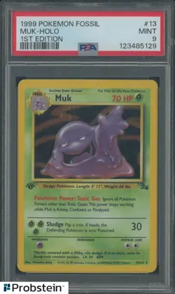 1999 Pokemon Fossil #13 Muk Holo 1st Edition PSA 9 MINT - Image 1