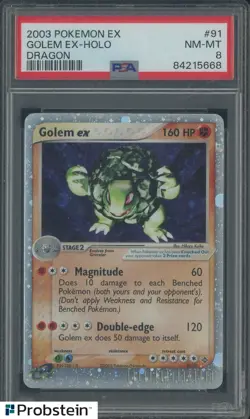 2003 Pokemon Dragon #91 Golem Ex Holo PSA 8 NM-MT - Image 1