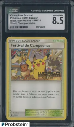 2019 Pokemon Black star Promos Spanish SM231 Champions Festival CGC 8.5 - Image 1