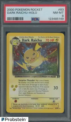2000 Pokemon Rocklet #83 Dark Raichu Holo PSA 8 NM-MT - Image 1