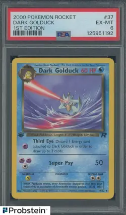 2000 Pokemon Rocket 1st Edition #37 Dark Golduck PSA 6 Ex-MT - Image 1