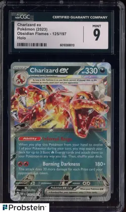 2023 Pokemon Obsidian Flames #125/197 Charizard Ex Holo CGC 9 MINT - Image 1