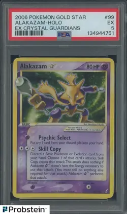 2006 Pokemon Gold Star Ex Crystal Guardians #99 Alakazam Holo PSA 5 EX - Image 1
