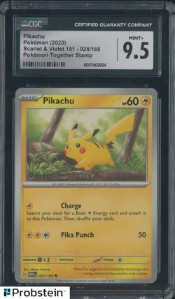 2032 Pokemon Scarlet Violet 151 #025/165 Pikachu Pokemon Together Stamp BGS 9.5 - Image 1